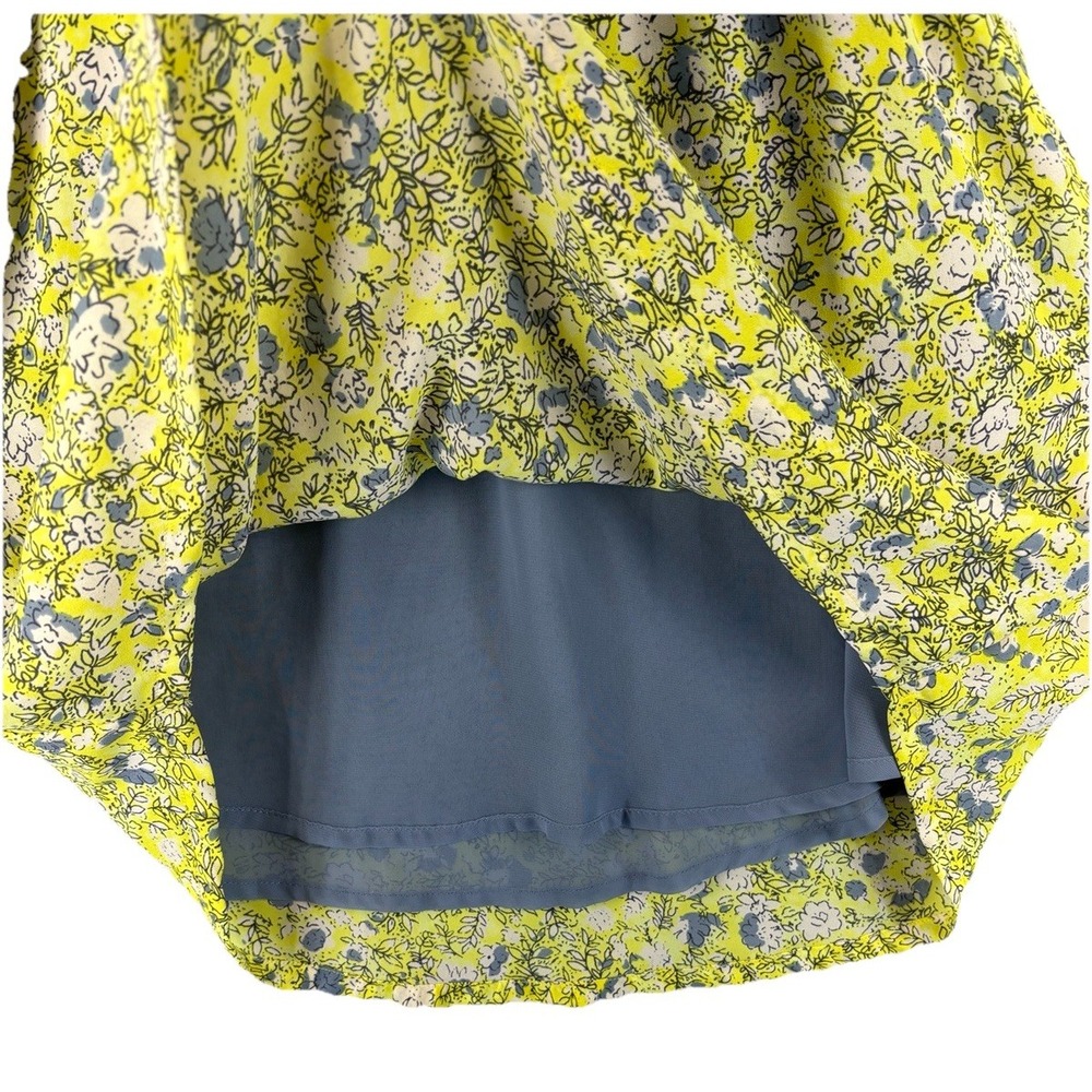Anthro Maeve Galen Floral Dress Yellow Blue Boho Mini Sz S Pockets Sheer Coastal - Picture 11 of 16